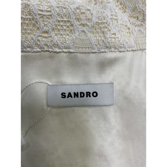 Sandro Mini Cream Polyester Lace Dress Size 34 - Picture 4 of 5